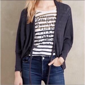 Anthropologie Saturday Sunday Cocoon Tie Front Navy Fall Cardigan XS/S